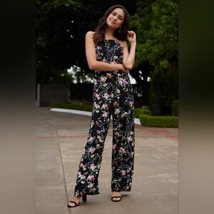 Forever 21 Black Floral Jumpsuit